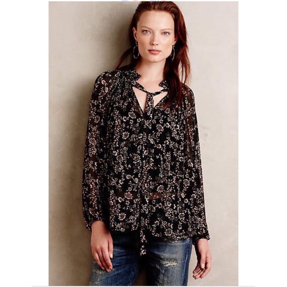 Anthropologie Meadow Rue Whispering Hills Floral Blouse Top